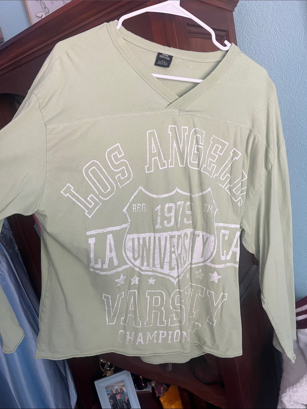 Urban Outfitters Sage Green V-Neck Long Sleeve Top